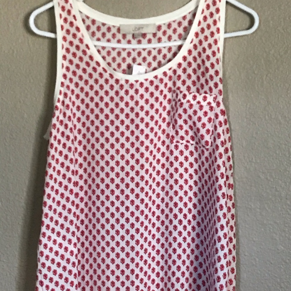 🆕 NWT LOFT Floral Rib Trim Tank Size M